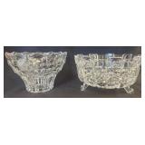 Two Pressed Glass Bowls with Decorative Motifs