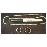 Silver Necklace and Rings Marked 925/Italy