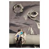 Three Sterling Silver Rings with Sparkling Stones