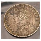 1889 British India One Rupee Coin