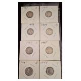 8 Mercury Dimes, 1925-1948