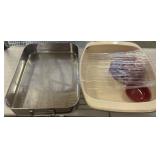 Metal Roasting Pan and Enamel Baking Dish