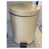White Metal Pedal-Operated Trash Bin