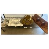 Metal Wall Decor, Brass Tray, and Wooden Bookends