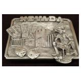 Nevada-Themed Metal Belt Buckle with Dice Motif