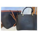 Two Black Handbags with Gold-Tone Accents