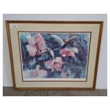 Framed Print with Hummingbirds and Flowers