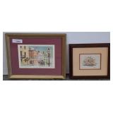 Framed Print and Needlepoint Shell Art