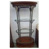 Metal and Wood Shelf Unit With Glass Shelves