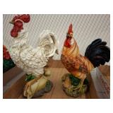 Colorful Ceramic Rooster Figurines