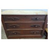 Wood Chest with Marble Top and Three Drawers