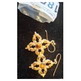Gold-Tone Earrings With Amber-Colored Stones
