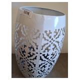 White Metal Vase With Cutout Pattern