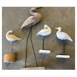 Carved Wooden Shorebirds on Bases
