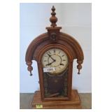 Oak Mantel Clock with Roman Numeral Dial