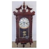 Wooden Wall Clock with Glass Front & Pendulum