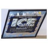 Framed Budweiser Ice Draft Sign Display