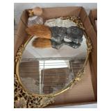 Vanity Accessories Lot with Mirror and Brushes