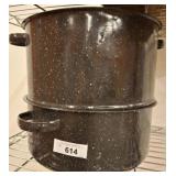 Speckled Enamel Stock Pot with Steamer Insert