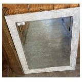 Rectangular Mirror With Textured White Frame