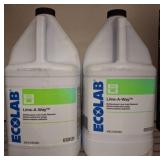 Two Ecolab Lime-A-Way Gallon Containers