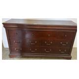 Wooden 7 Drawer Dresser with Brass Pulls