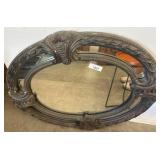 Ornate Oval Mirror with Carved Frame
