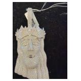 925 Silver Jesus Face Pendant with CZ Stones