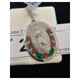 Oval Pendant in .925 Silver with Gemstone Accents