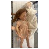 Two Vintage Dolls in Dresses With Hair Details