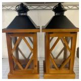 Wood and Metal Candle Holder Lanterns with Glass P