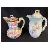 Two Porcelain Pitchers with Floral Motifs
