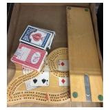 Wooden Cribbage Boards with Playing Cards