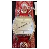 Brighton Watch With Red Heart Leather Band