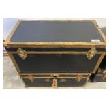 Two Wooden Storage Trunks With Metal Trim