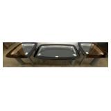 Three-Piece Black and Glass Table Set