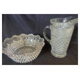 Pressed Glass Bowl and Pitcher Set