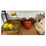 Apple-Themed Basket, Jars, and Wall Plaque