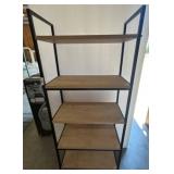 Metal and Wood Five-Tier Bookshelf