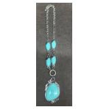 Silver-Tone Necklace With Turquoise Stones