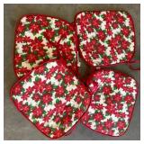 Fabric Poinsettia Seat Cushions