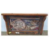 Wooden Coat Rack with Civil War-Themed Artwork