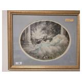 Framed Oval Print of Reclining Figure