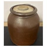 Brown Stoneware Crock with Lid