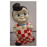 Big Boy Plastic Coin Bank with Checkered Overalls