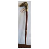 Wooden Walking Stick with Brass Horse Head Handle