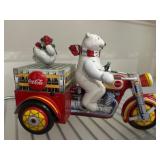Coca-Cola Polar Bear Tin Motorcycle Figurine