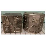 Two Metal Alphabet Block Coin Banks