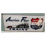 Porcelain American Flyer Trains Sign, 18x8 Inches