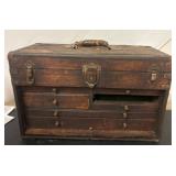 Wooden Tool Chest With Drawers and Hardware